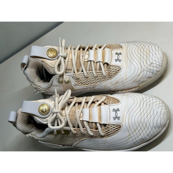 Under Armour Brice Harper 7 Elite TPU Baseball Cleats Mens Size 9 White and Gold - Picture 2 of 9